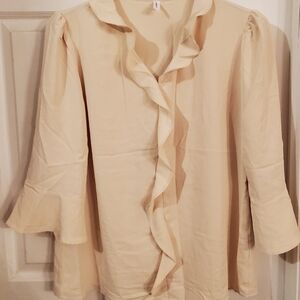 Elegant Cream Ruffle Blouse